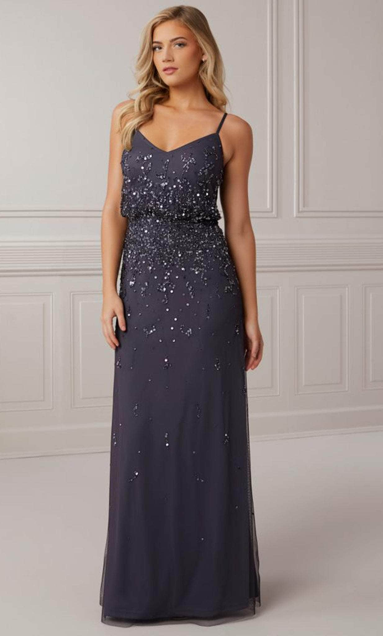 Image of Adrianna Papell Platinum 40407 - Sleeveless V Neck Column Dress