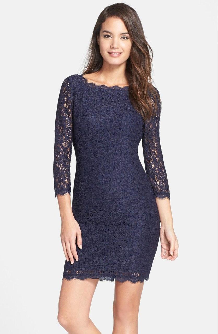 Image of Adrianna Papell - Scalloped Lace Dress 41864782