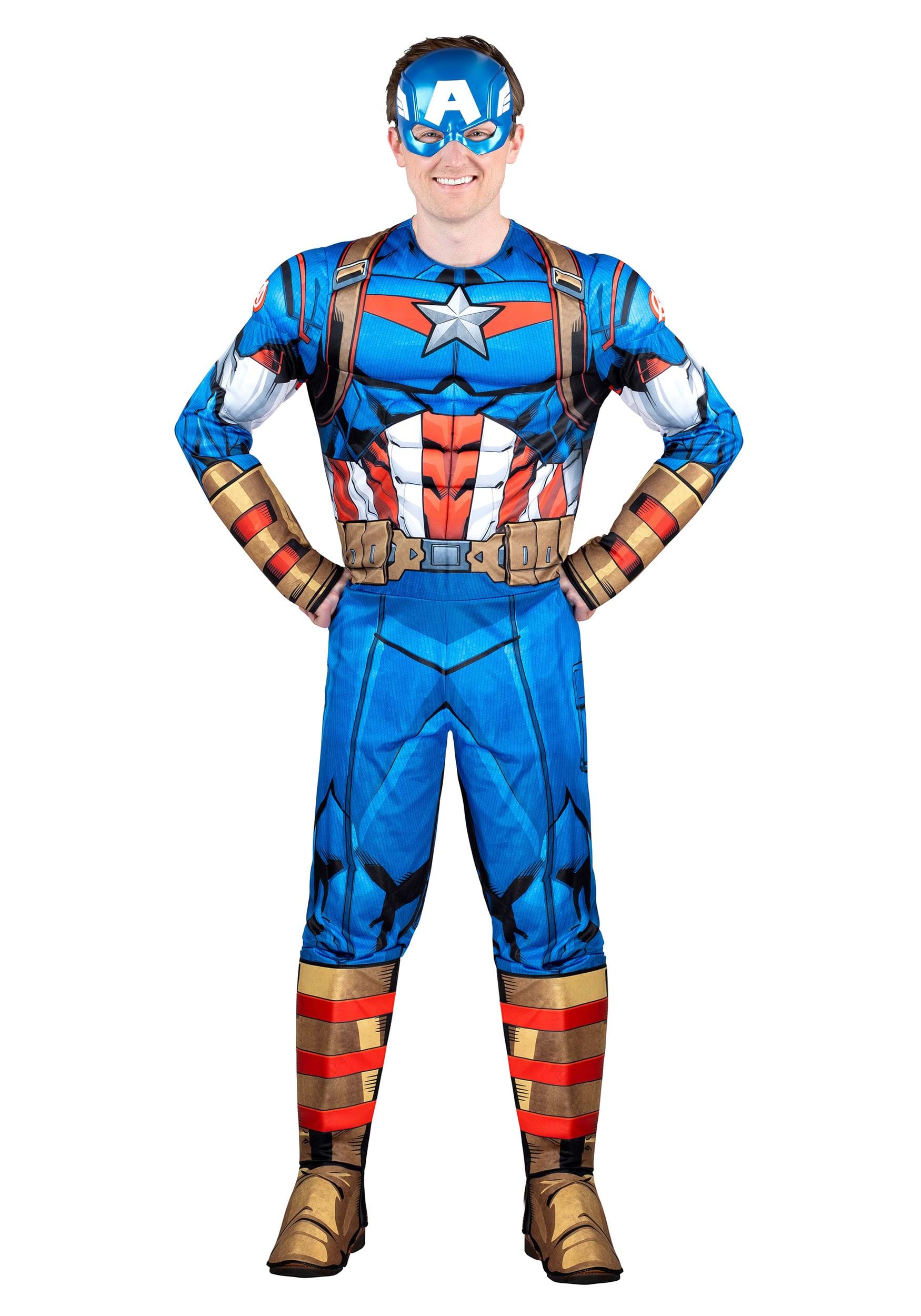 Image of Adult Captain America Muscle Costume | Superhero Costumes ID JWC1101-S