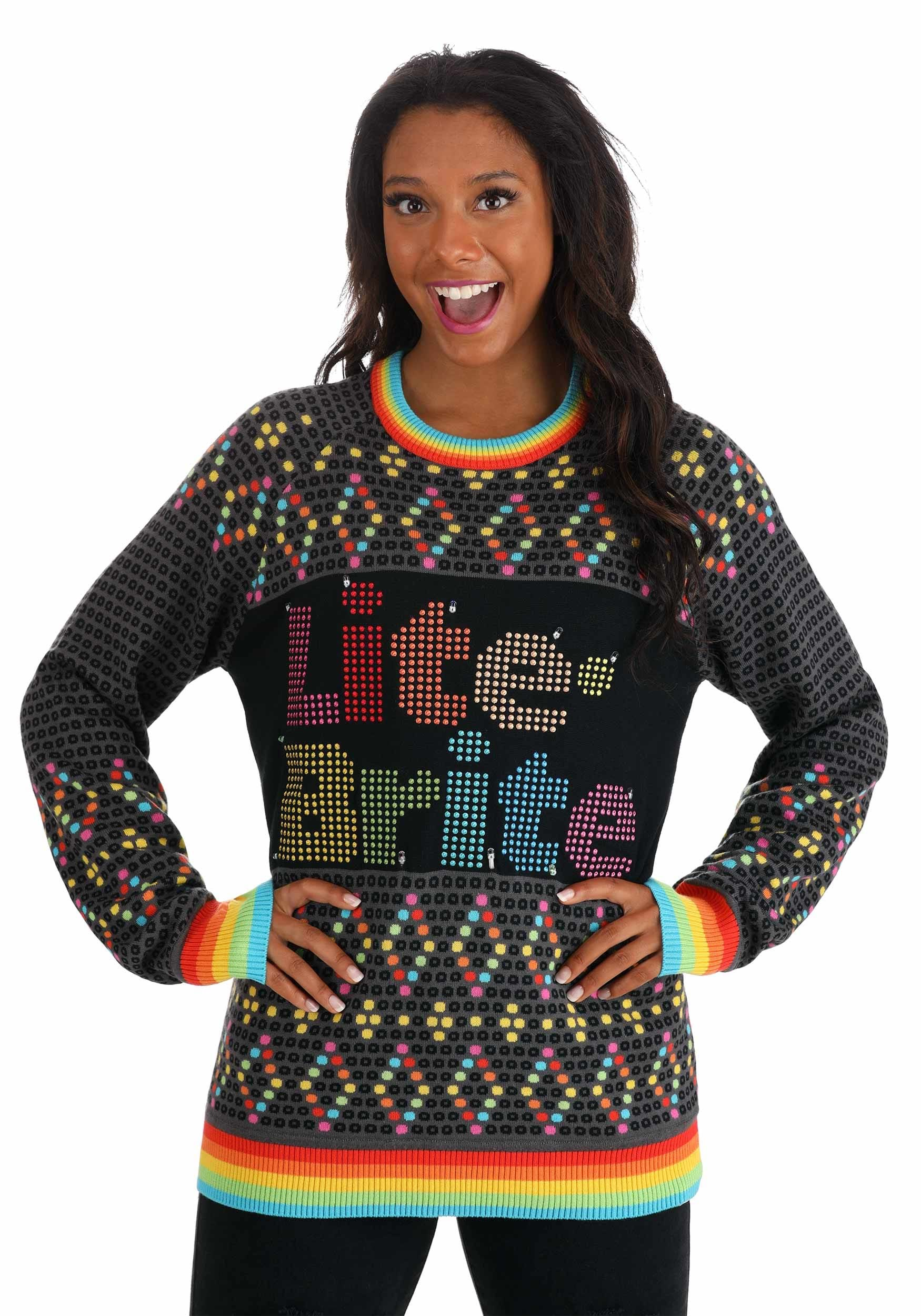 Image of Adult Hasbro Lite Brite Christmas Sweater ID FUN4148AD-S