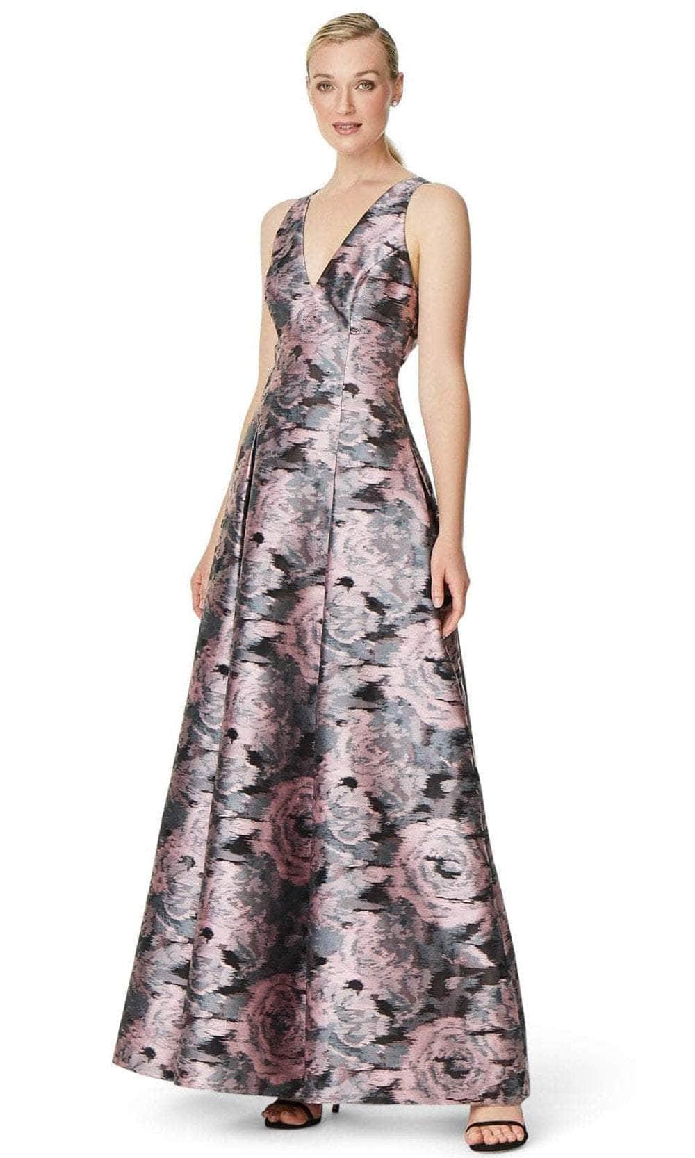 Image of Aidan Mattox MD1E206137 - Floral Jacquard A-Line Evening Dress