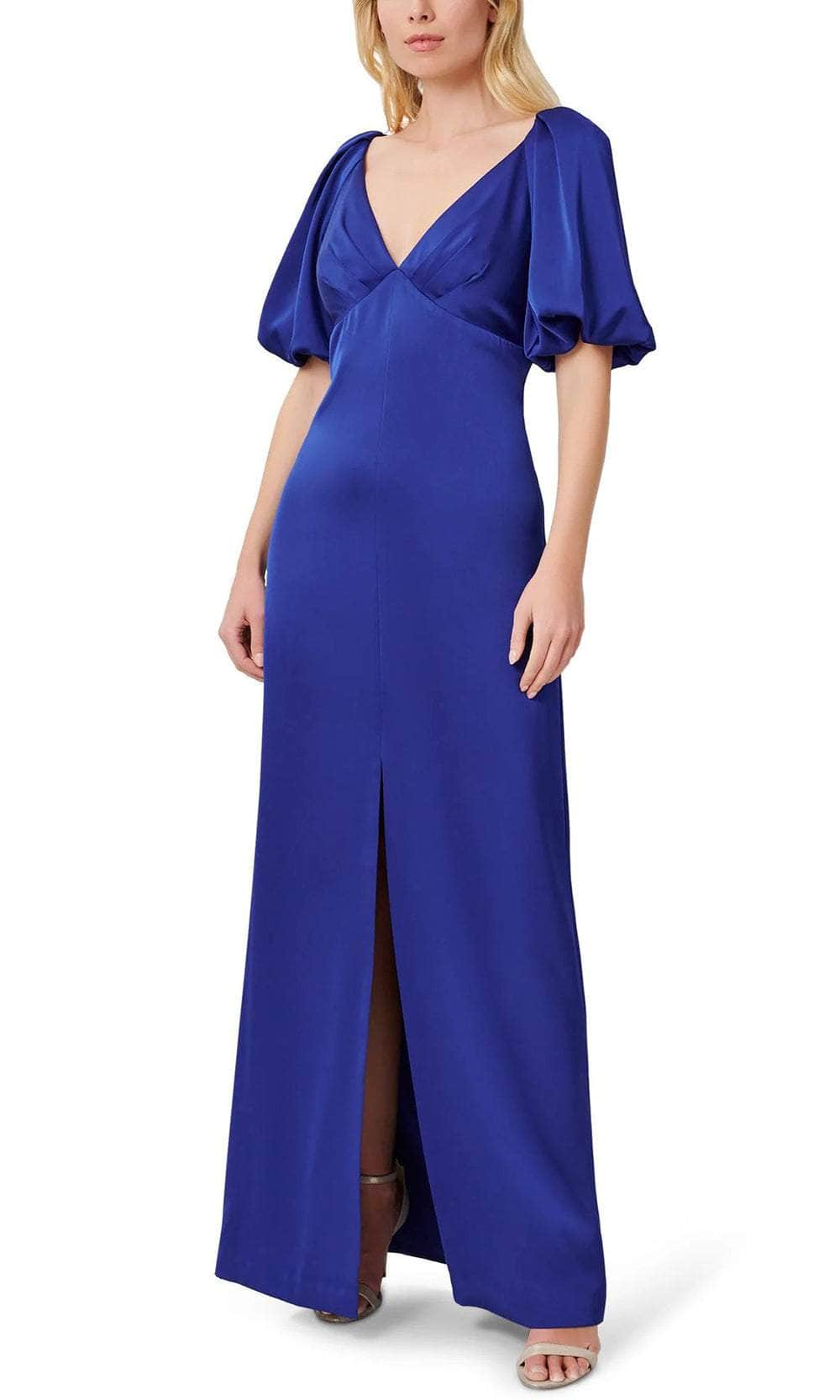 Image of Aidan Mattox MD1E207009 - Puffed Sleeve Satin Evening Gown