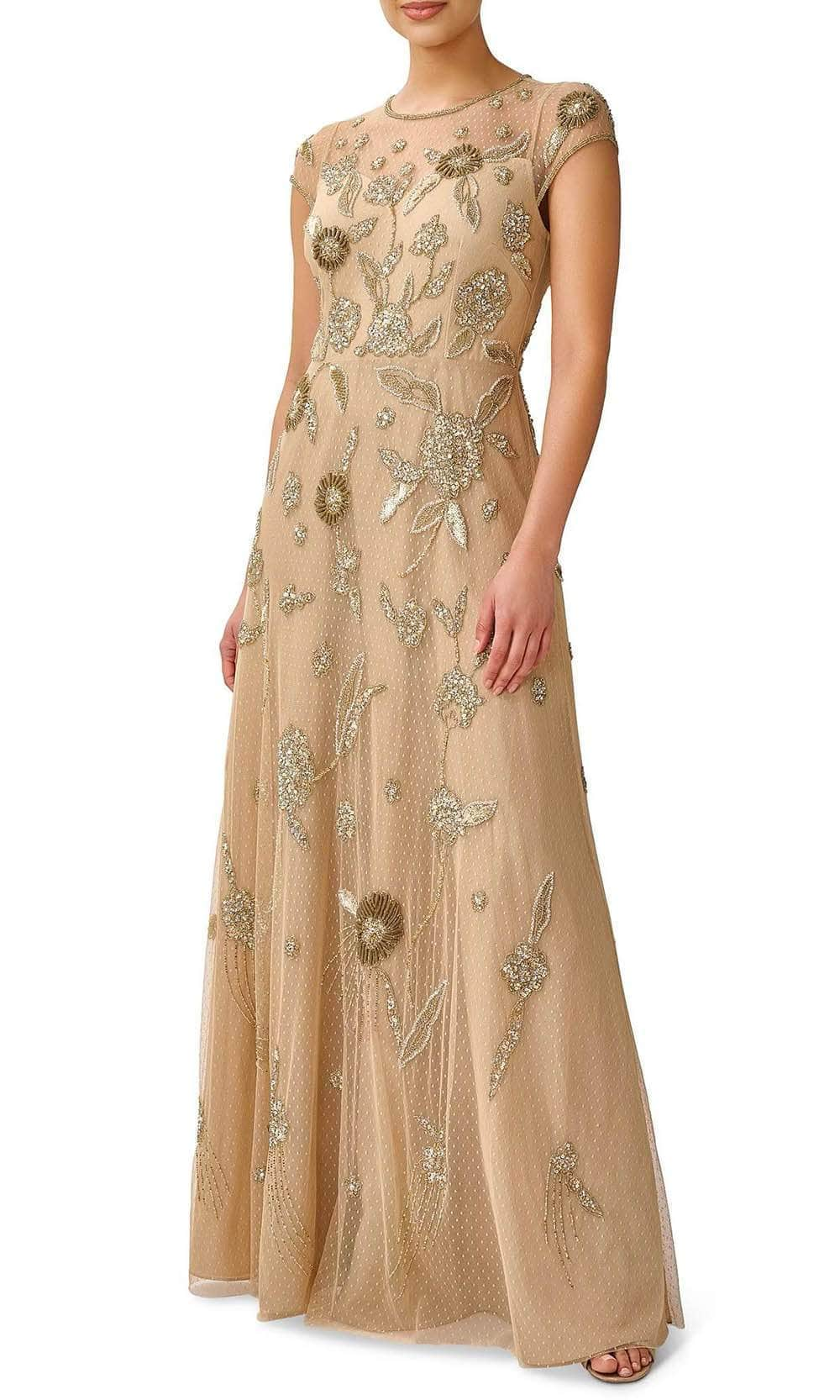 Image of Aidan Mattox MD1E207924 - Floral Beaded Evening Dress