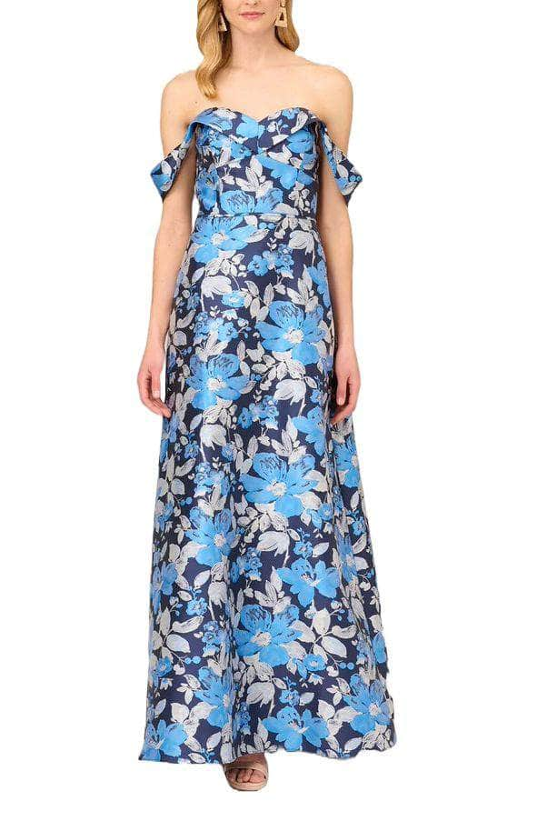 Image of Aidan Mattox MD1E208165 - Floral Off Shoulder Evening Dress