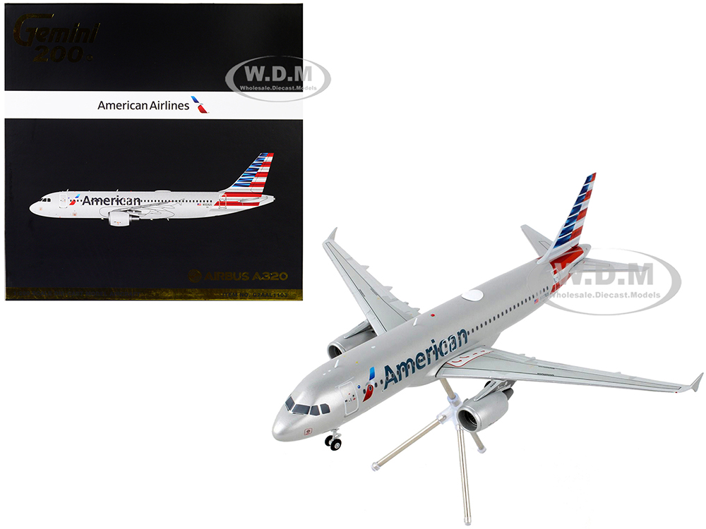 Image of Airbus A320-200 Commercial Aircraft "American Airlines" Silver "Gemini 200" Series 1/200 Diecast Model Airplane by GeminiJets