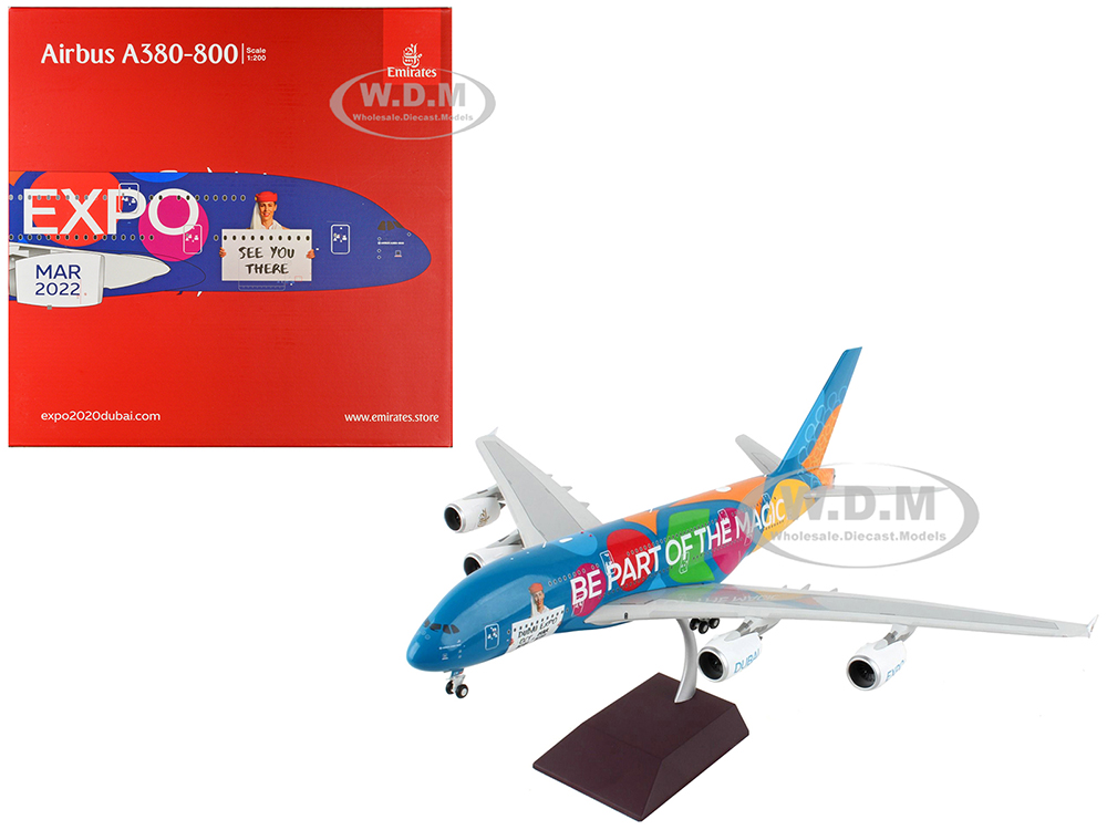 Image of Airbus A380-800 Commercial Aircraft "Emirates Airlines - Dubai Expo" "Gemini 200" Series 1/200 Diecast Model Airplane by GeminiJets