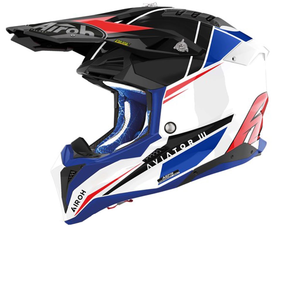 Image of Airoh Aviator 3 Push Blue Red Offroad Helmet Size XL EN