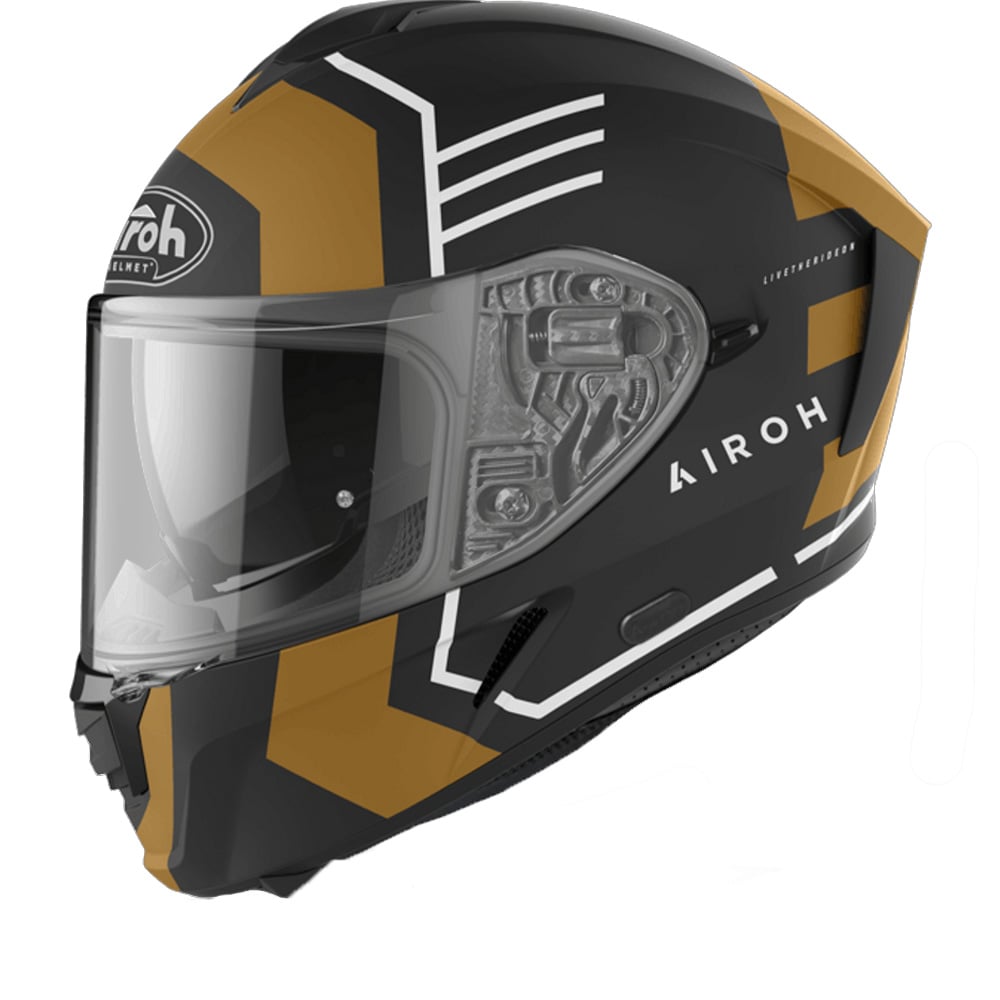 Image of Airoh Helmet Spark Thrill Gold Matt Full Face Helmet Size S ID 8029243349471