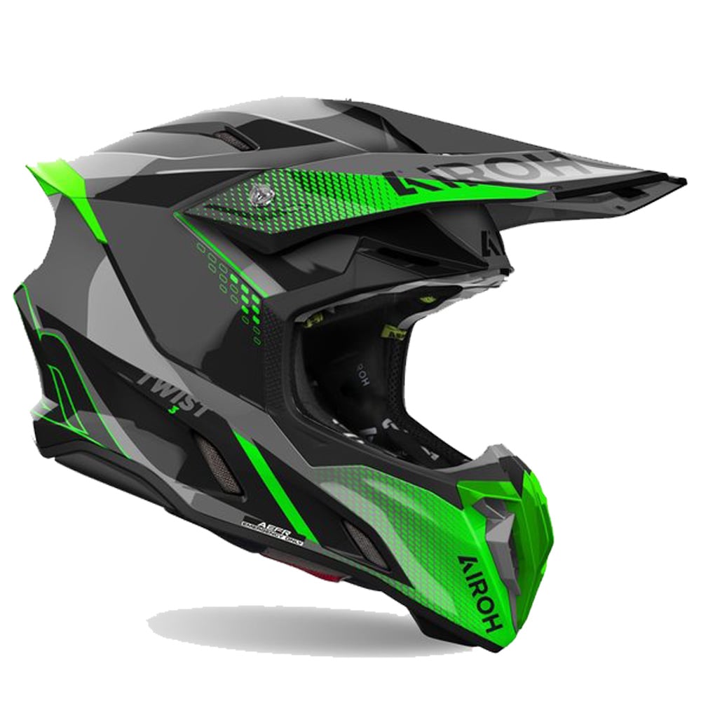 Image of Airoh Twist 3 Shard Black Green Offroad Helmet Talla 2XL