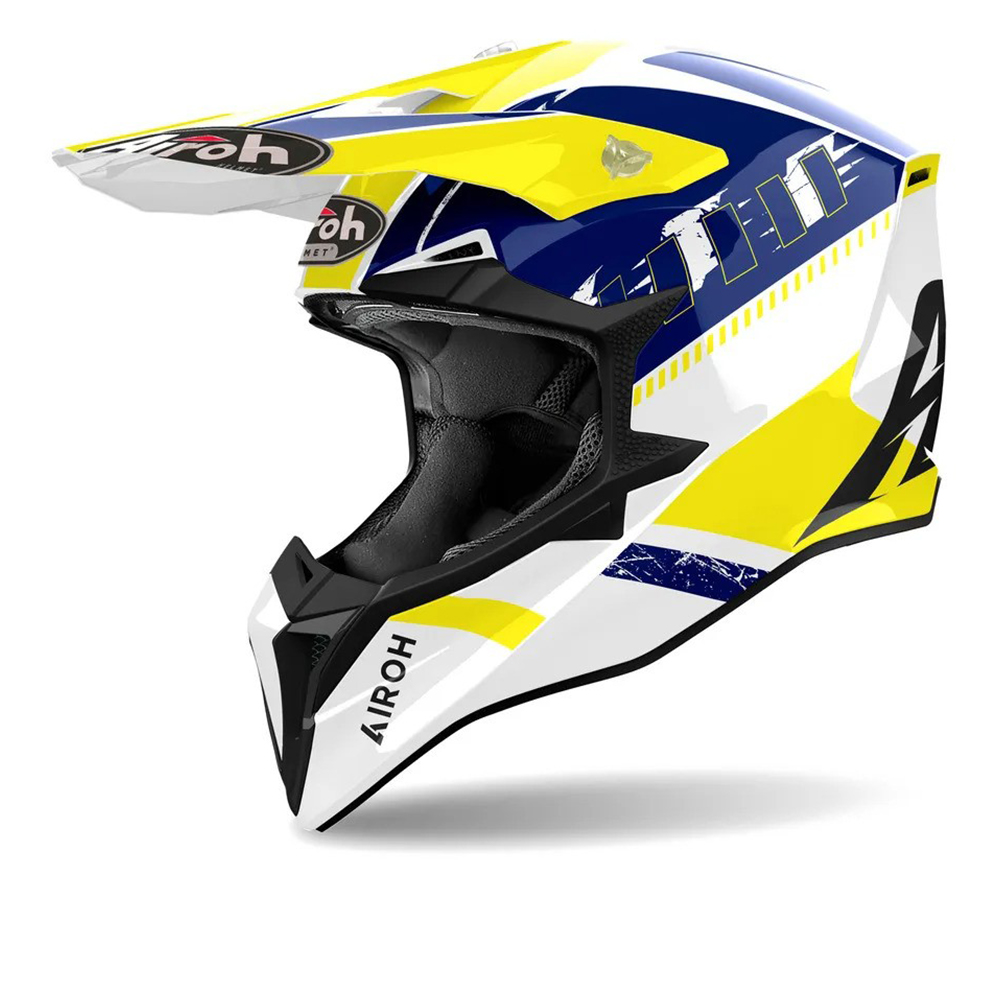 Image of Airoh Wraaap Feel Yellow Blue Offroad Helmet Talla 2XL