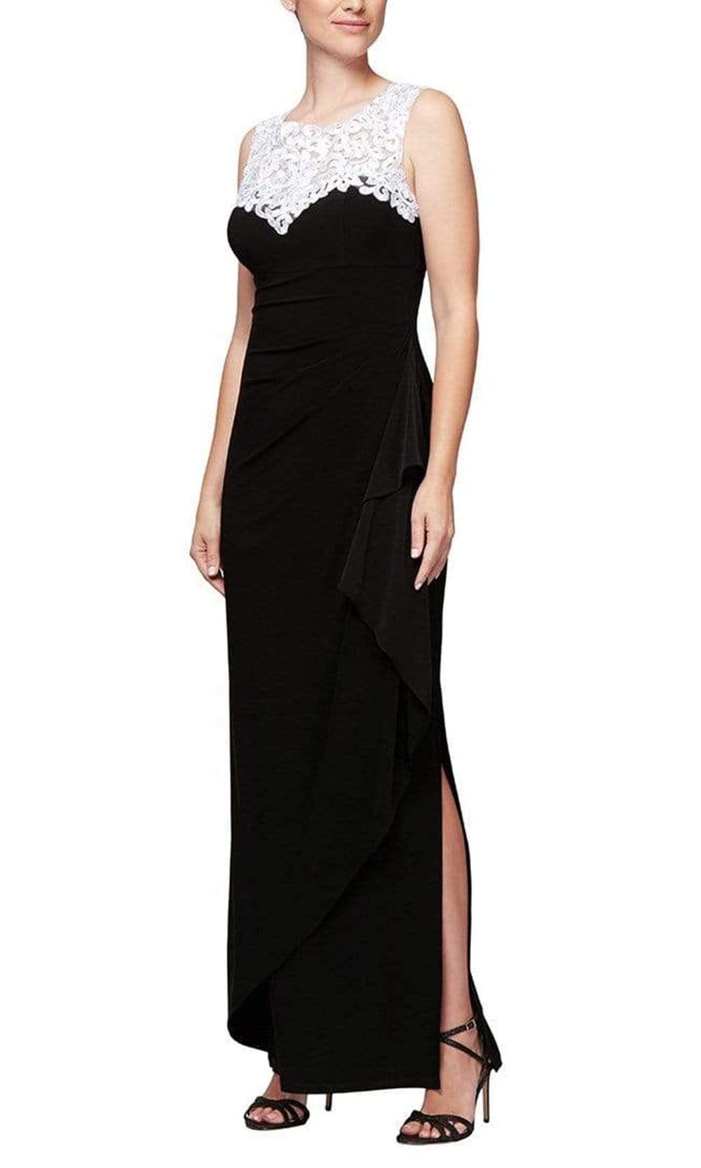 Image of Alex Evenings - 1351423 Topped Lace Side Ruched Dress
