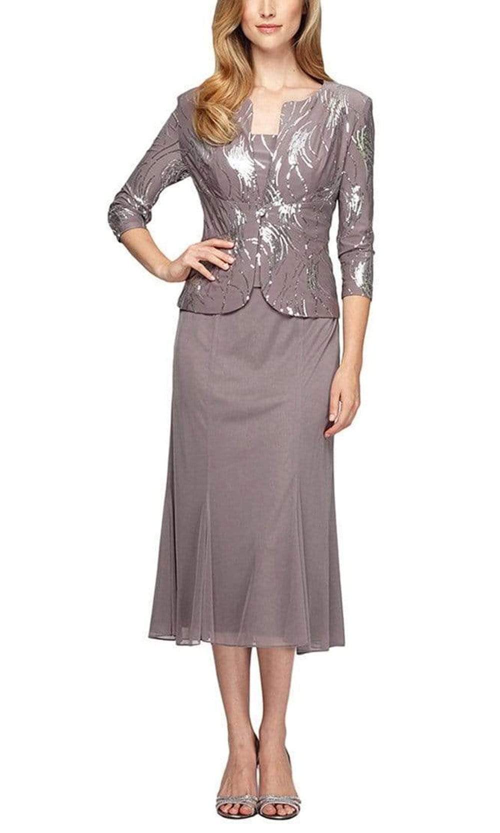 Image of Alex Evenings - 196267 Chiffon Dress with Sequin Embellished Jacket