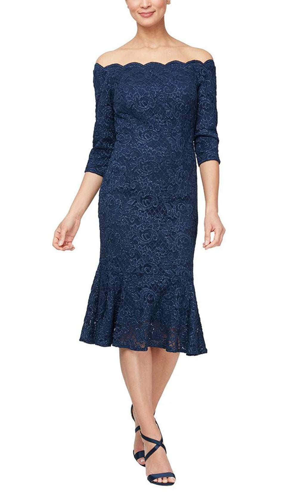 Image of Alex Evenings 81122610 - Scallop Detail Lace Dress