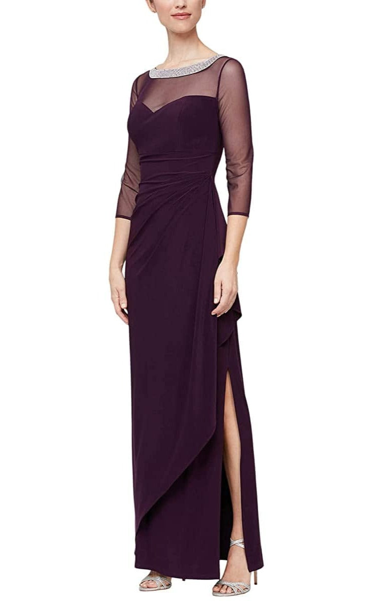 Image of Alex Evenings 81351578 - Beaded Illusion Neck Evening Dress