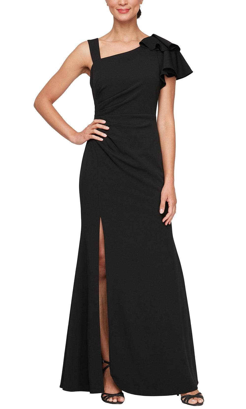 Image of Alex Evenings 8160422 - Asymmetric Neck Side Slit Formal Gown