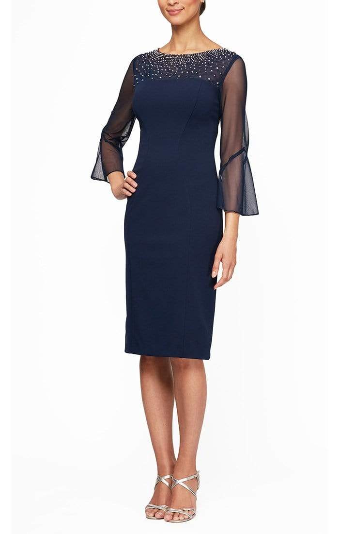 Image of Alex Evenings - 8260208 Quarter Bell Sleeves Petite Sheath Dress