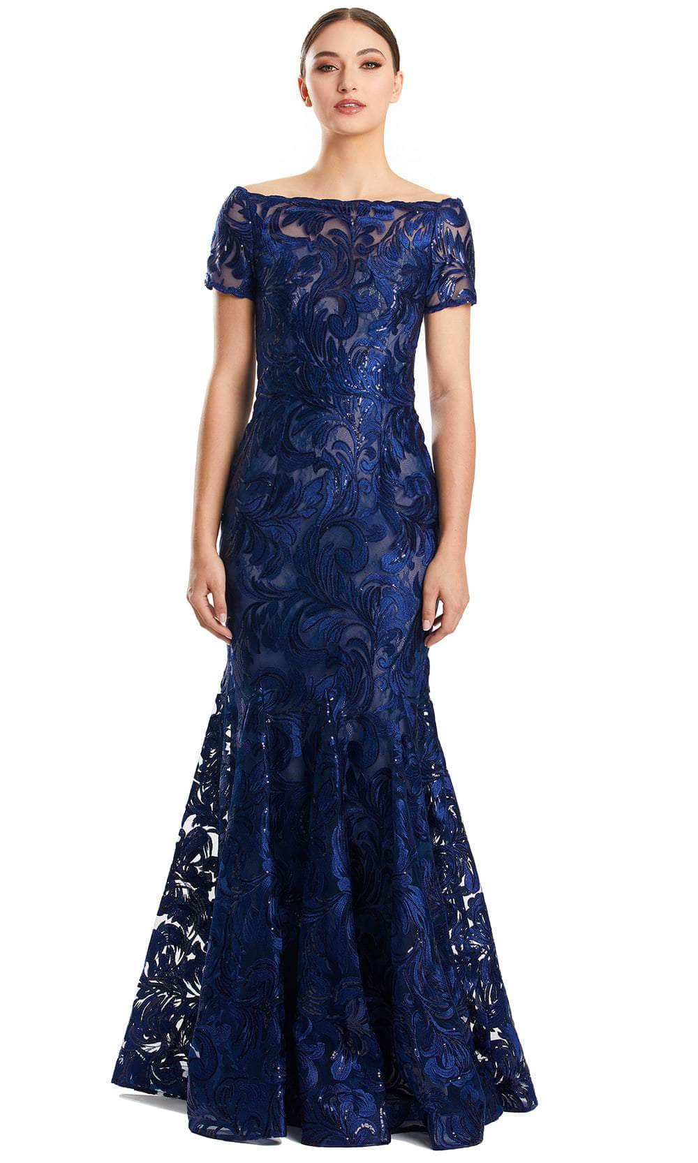Image of Alexander by Daymor 1859F23 - Short Sleeve Lace Applique Long Dress