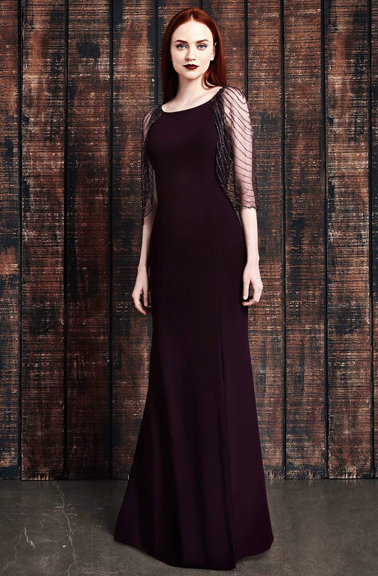 Image of Alexander by Daymor - 861 Embellished Cape Fitted Evening Dress