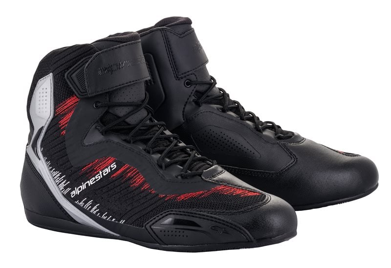 Image of Alpinestars Faster-3 Rideknit Black Silver Bright Red Shoes Size US 11 ID 8059175337505