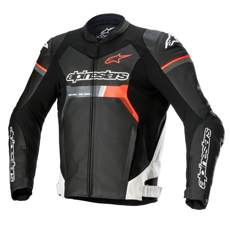 Image of Alpinestars GP Force Leather Schwarz Weiß Rot Fluo Jacke Größe 50