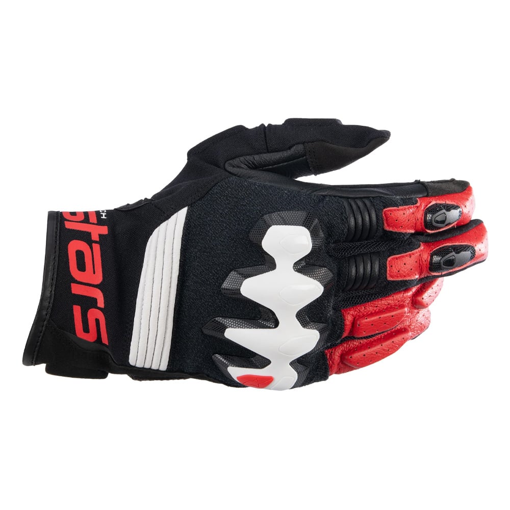 Image of Alpinestars Halo Leather Gloves Black White Bright Red Size M EN