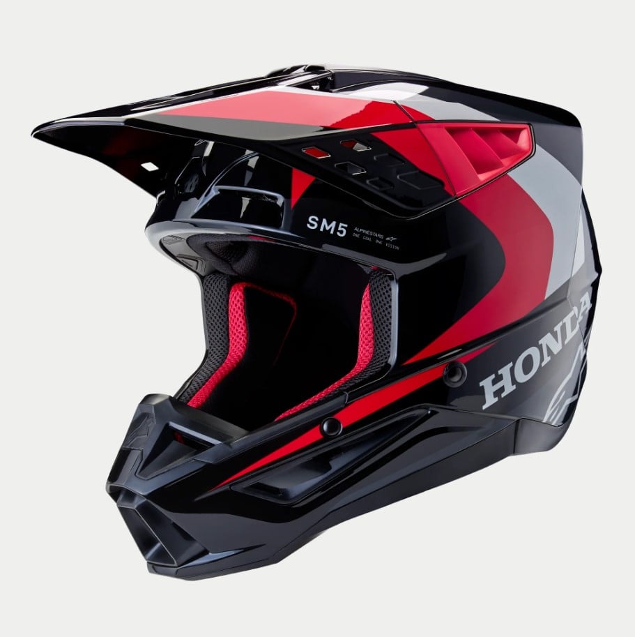 Image of Alpinestars Honda S-M5 Helmet Ece 2206 Black Red Glossy Taille L