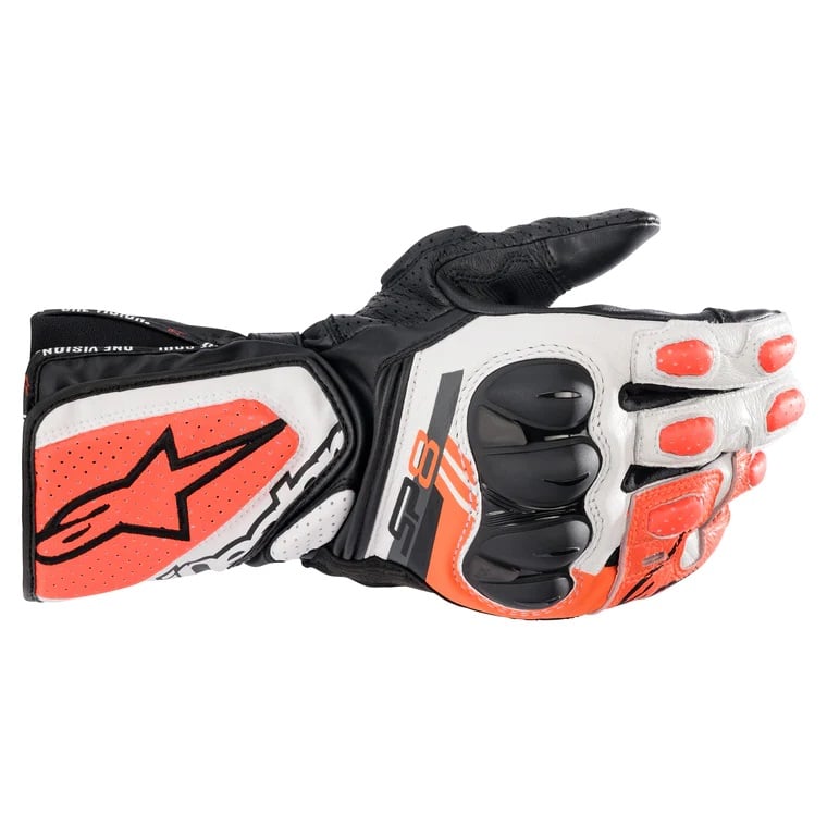 Image of Alpinestars SP-8 V3 Schwarz Weiß Rot Fluo Handschuhe Größe 2XL