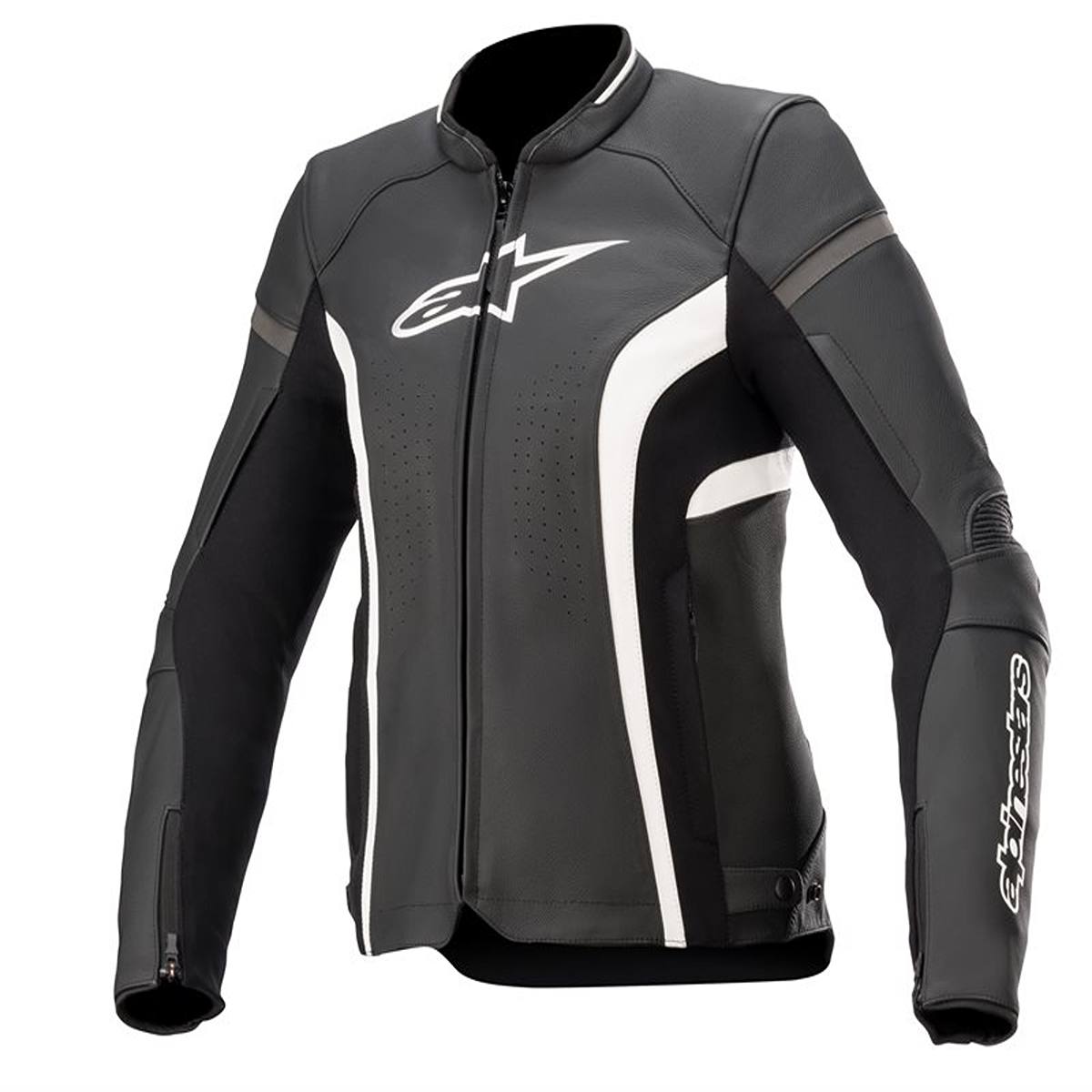 Image of Alpinestars Stella Kira V2 Leather Schwarz Weiß Jacke Größe 48