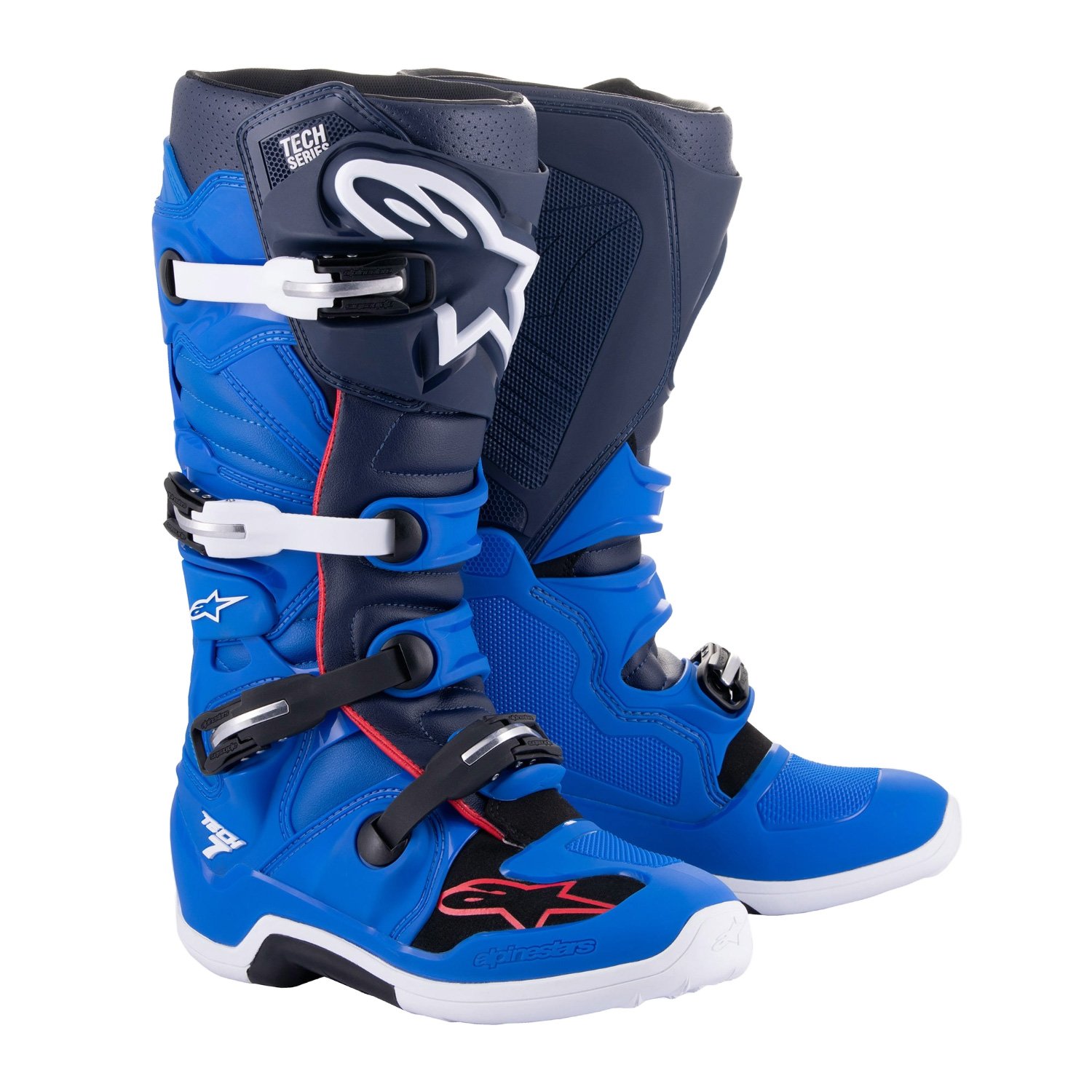 Image of Alpinestars Tech 7 MX Boots Alpine Blue Night Navy Bright Red Size US 12 EN