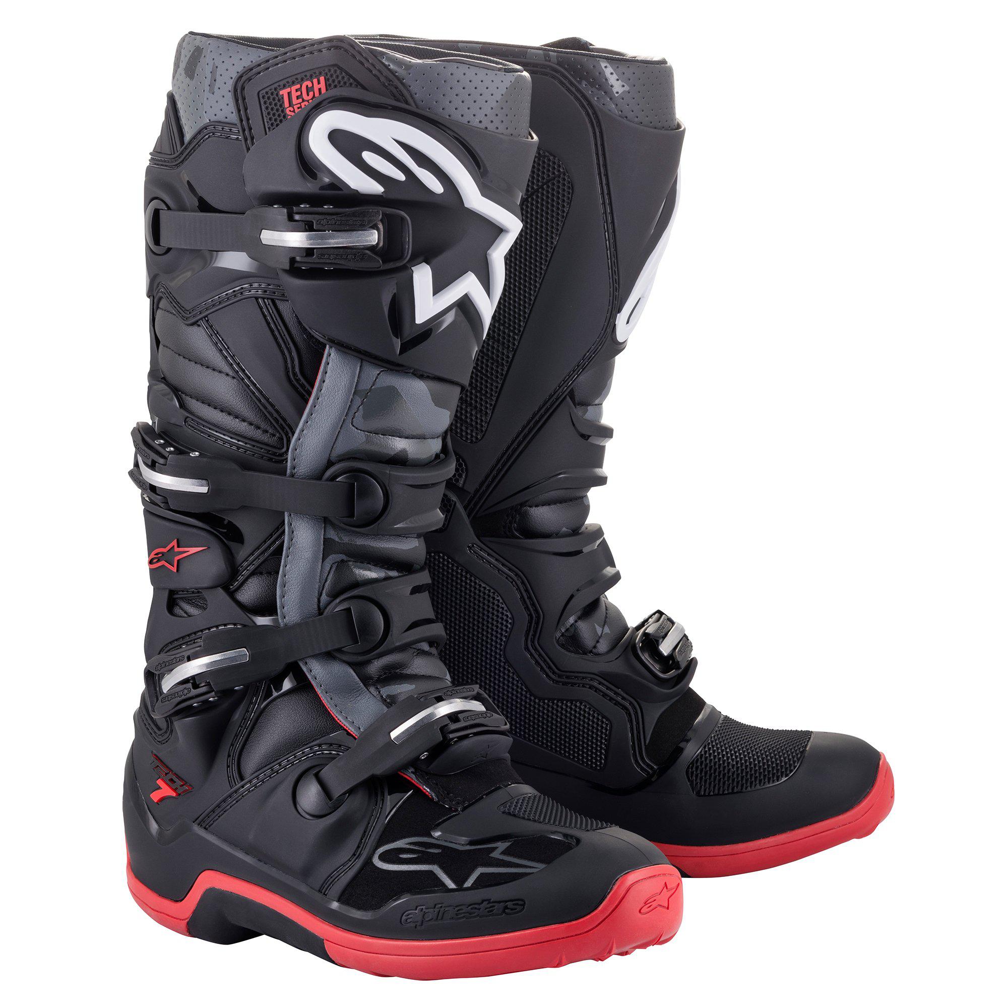 Image of Alpinestars Tech 7 Schwarz Cool Grau Rot Stiefel Größe US 11