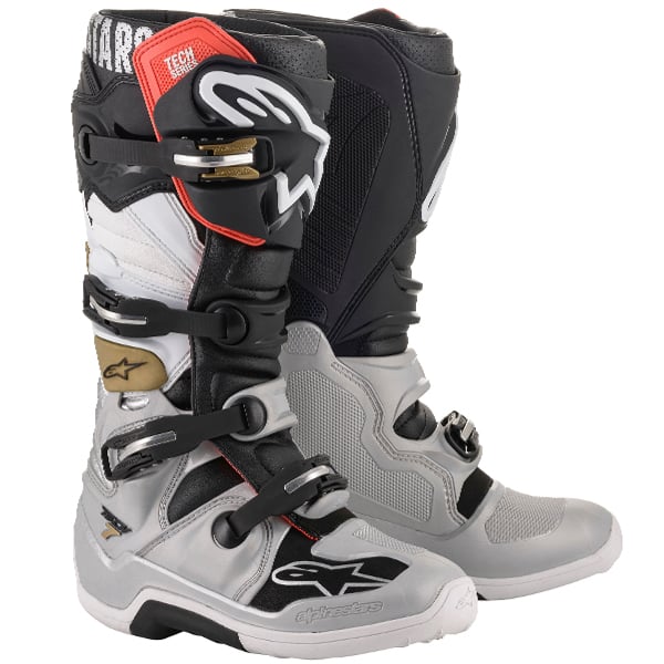 Image of Alpinestars Tech 7 Schwarz Silber Weiß Gold Stiefel Größe US 8