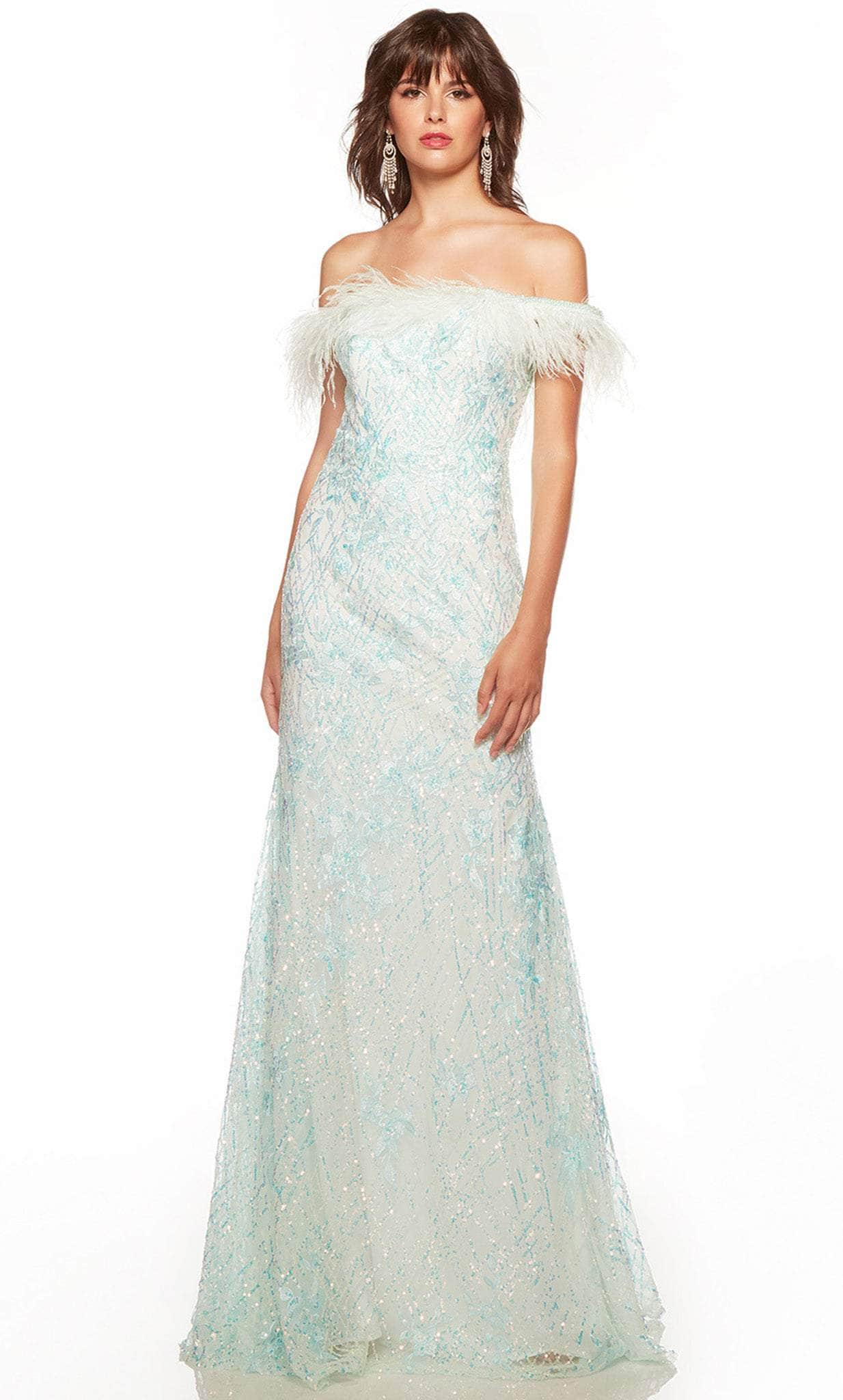 Image of Alyce Paris 61406 - Off Shoulder Feathered Long Gown