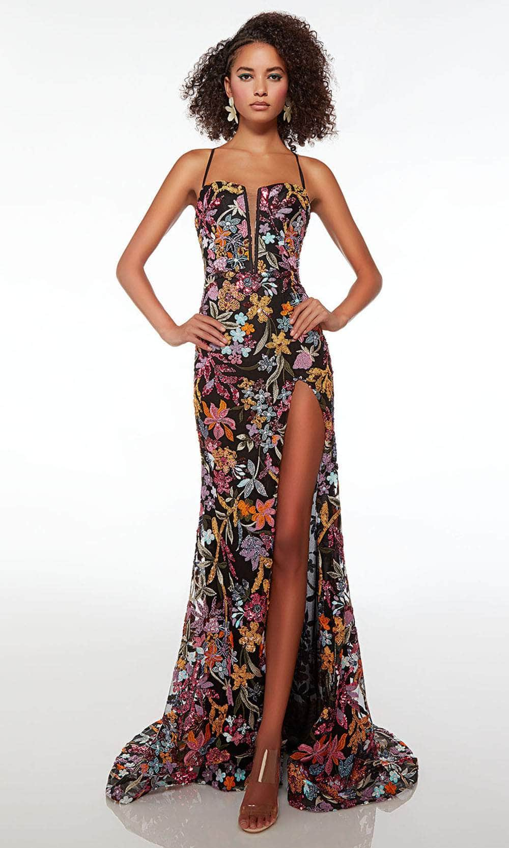 Image of Alyce Paris 61690 - Sleeveless Floral Sequined Embellished Prom Dress