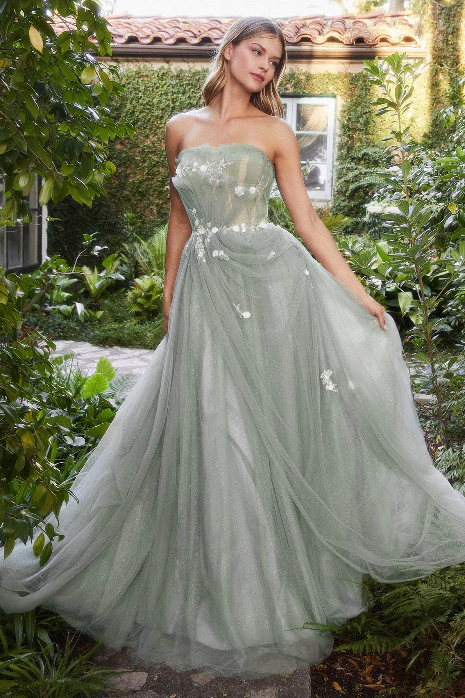 Image of Andrea and Leo - A1015 Strapless Pleated Long Modest Prom Gown