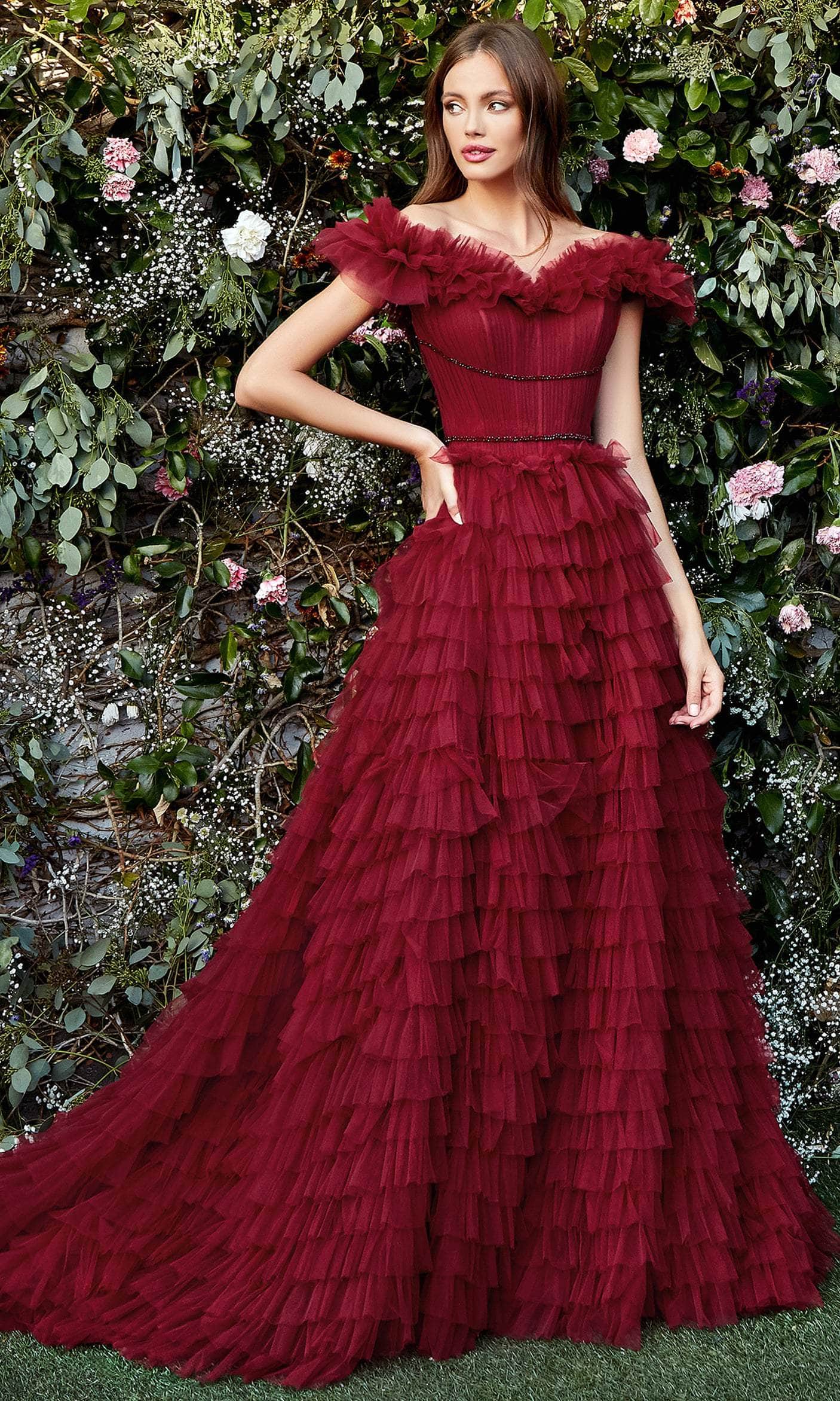 Image of Andrea and Leo A1032 - Ruffled Off Shoulder Prom Dress