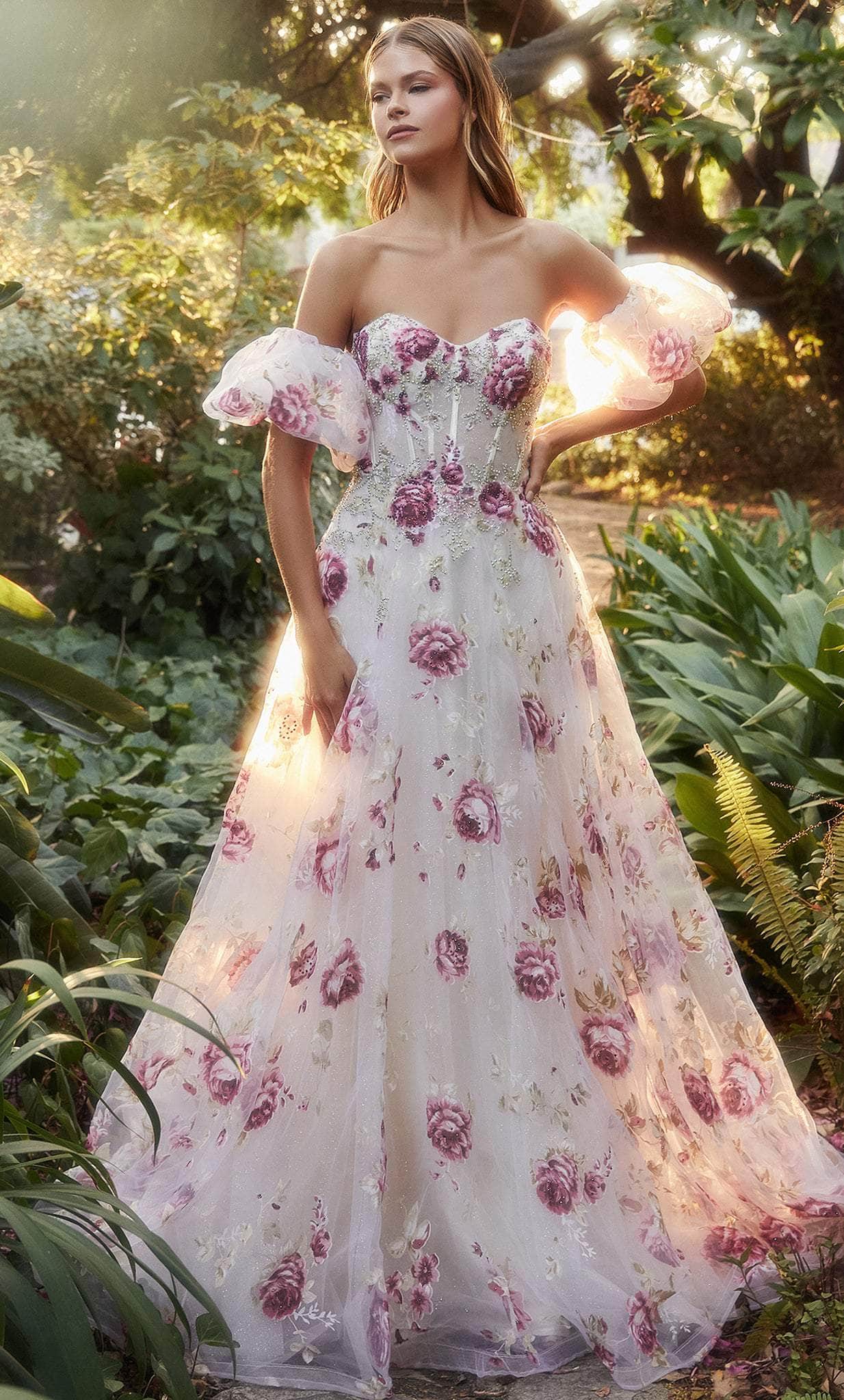 Image of Andrea and Leo A1133 - Strapless Floral Printed Ballgown