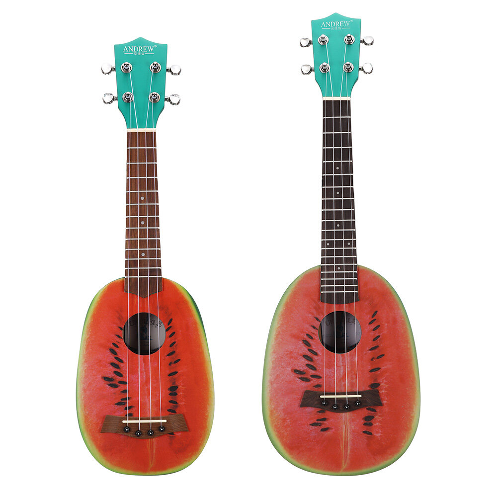 Image of Andrew 21/23 Inch Mahogany High Molecular Carbon String Watermelon Cartoon Ukulele for Guitar Player