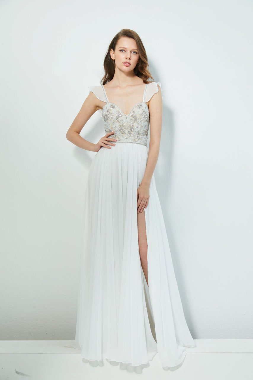 Image of Angela & Alison - 81037 Sequined Evening Dress with Slit