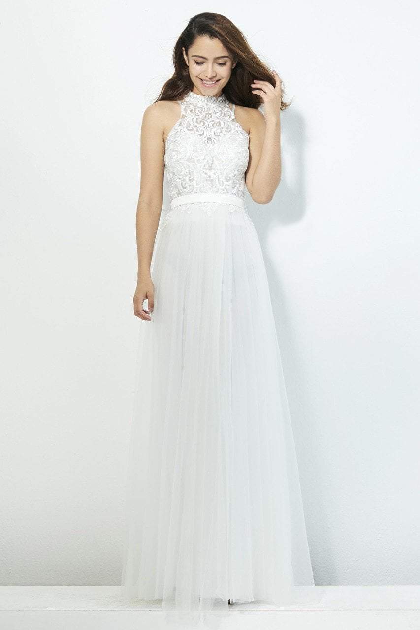 Image of Angela & Alison - 81097 Lace High Halter A-line Dress