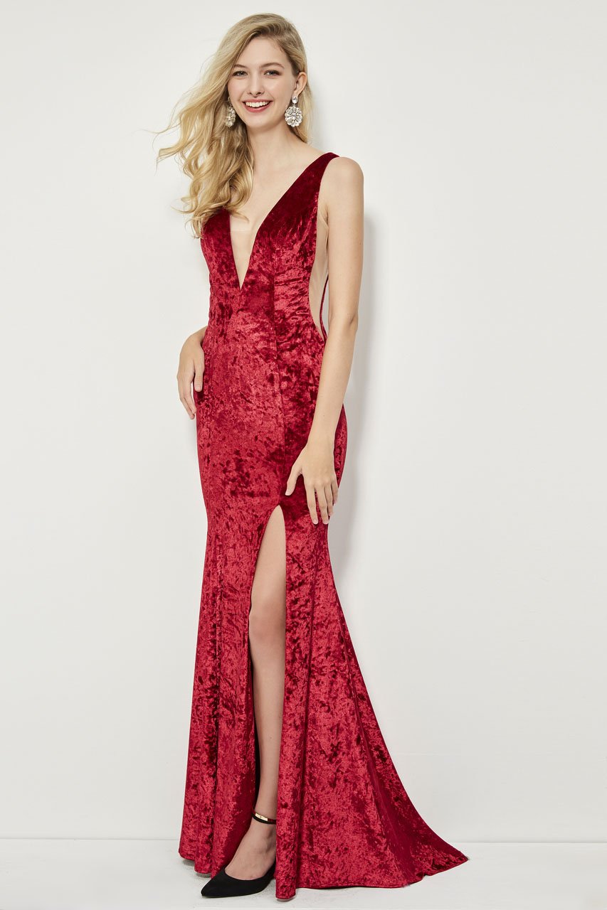 Image of Angela & Alison - 81141 Deep Neckline and Sides Mermaid Gown