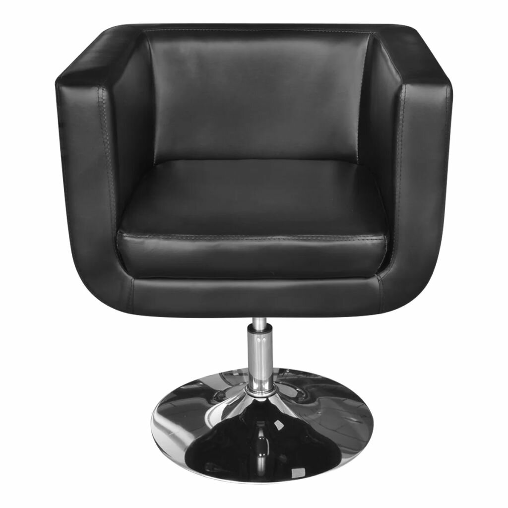Image of Armchair with Chrome Base Black Faux Leather