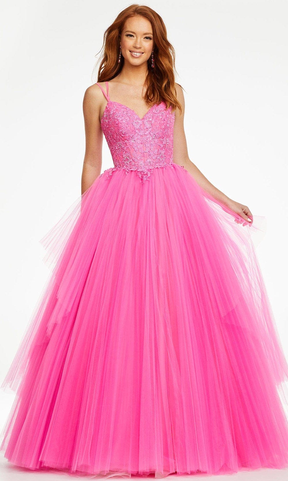 Image of Ashley Lauren - 11146 Embroidered V-Neck Tulle Ballgown