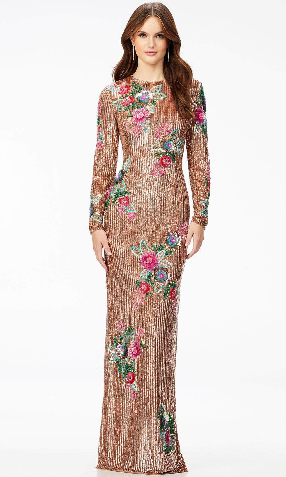 Image of Ashley Lauren 11203 - Beaded Floral Evening Dress