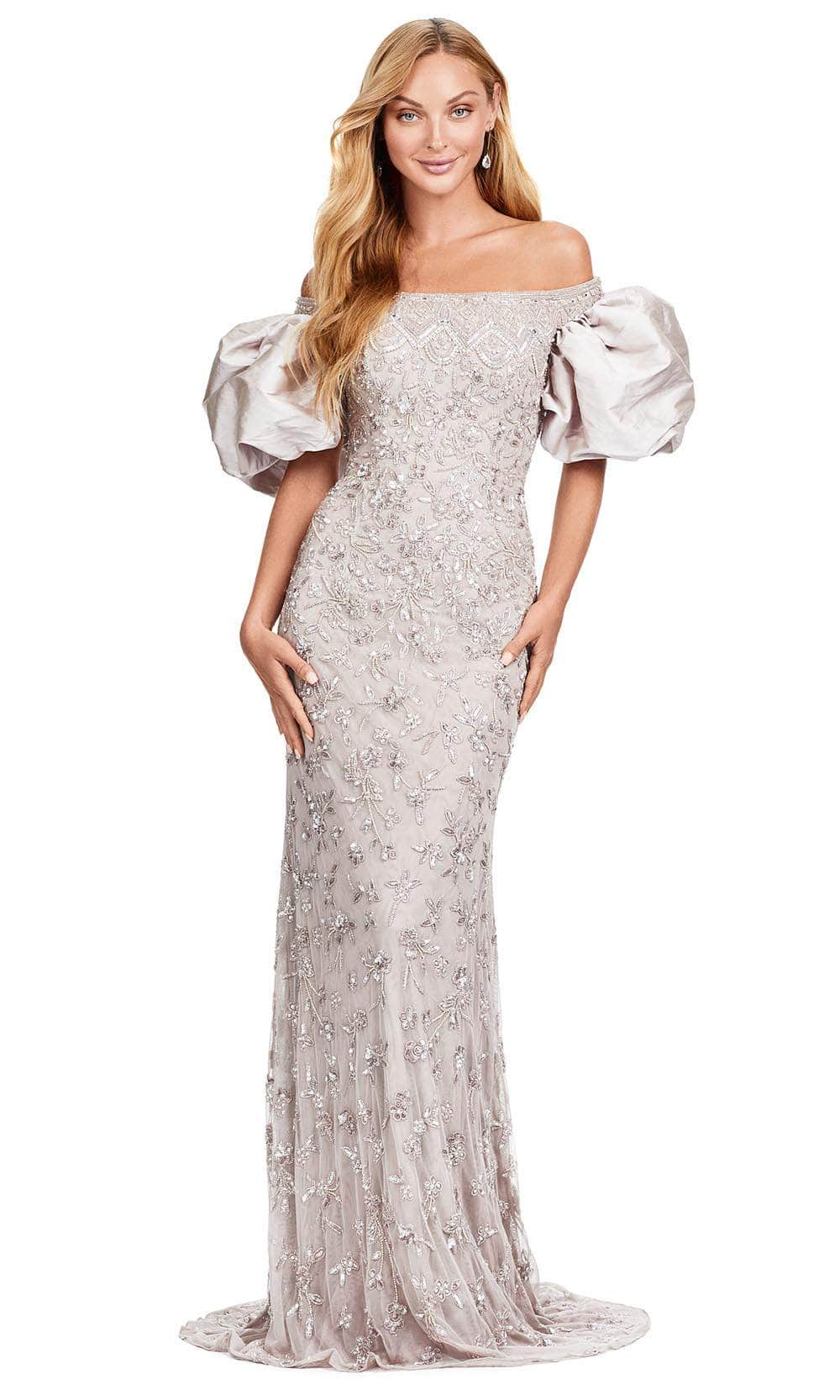 Image of Ashley Lauren 11432 - Puff Sleeve Beaded Prom Dress