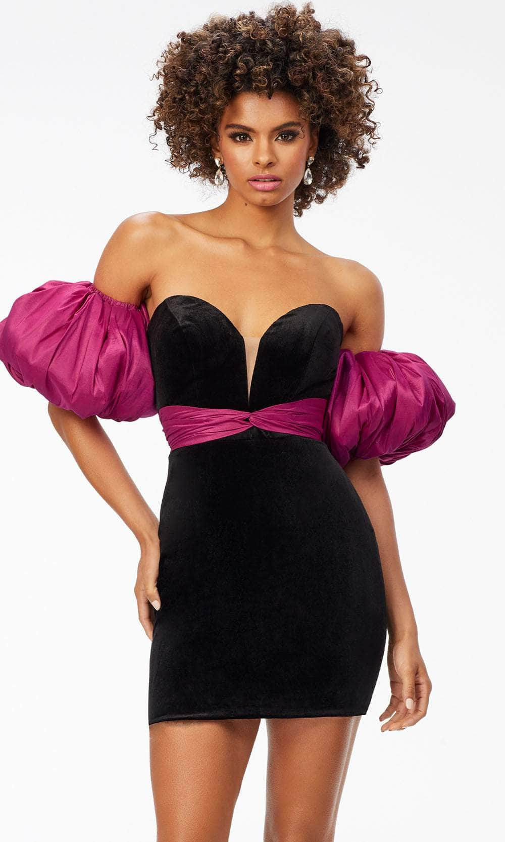 Image of Ashley Lauren 4559 - Puffed Off-Shoulder Cocktail Dress