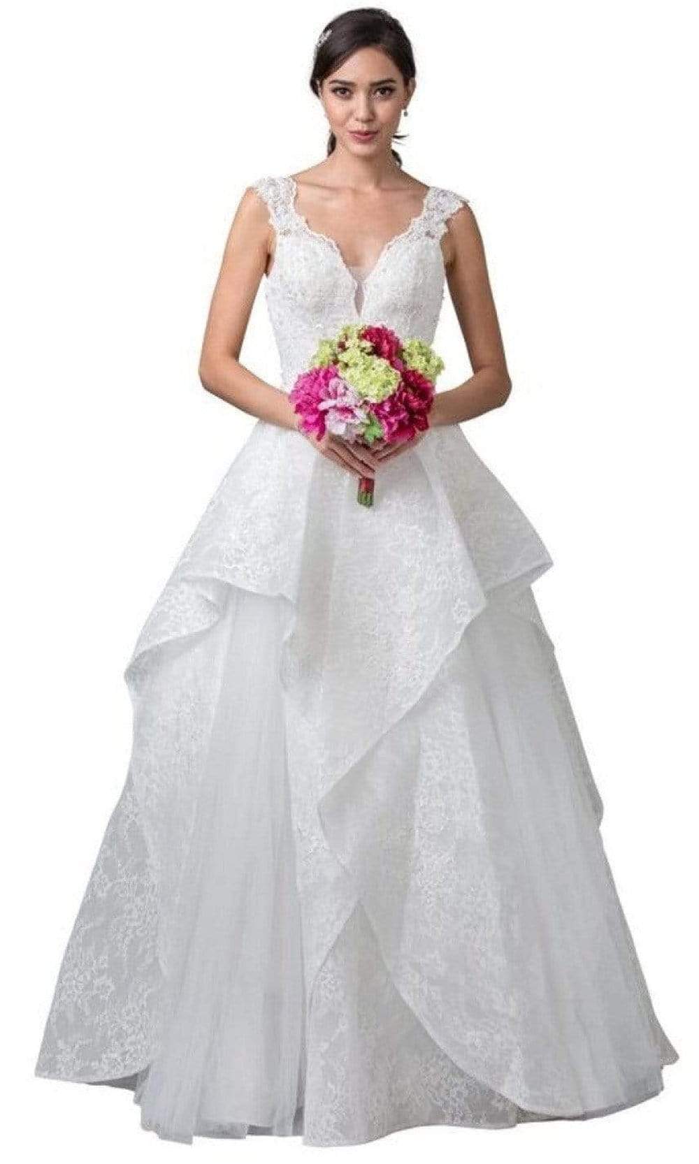 Image of Aspeed Bridal - W2375 Lace Floral Layered Wedding Dress