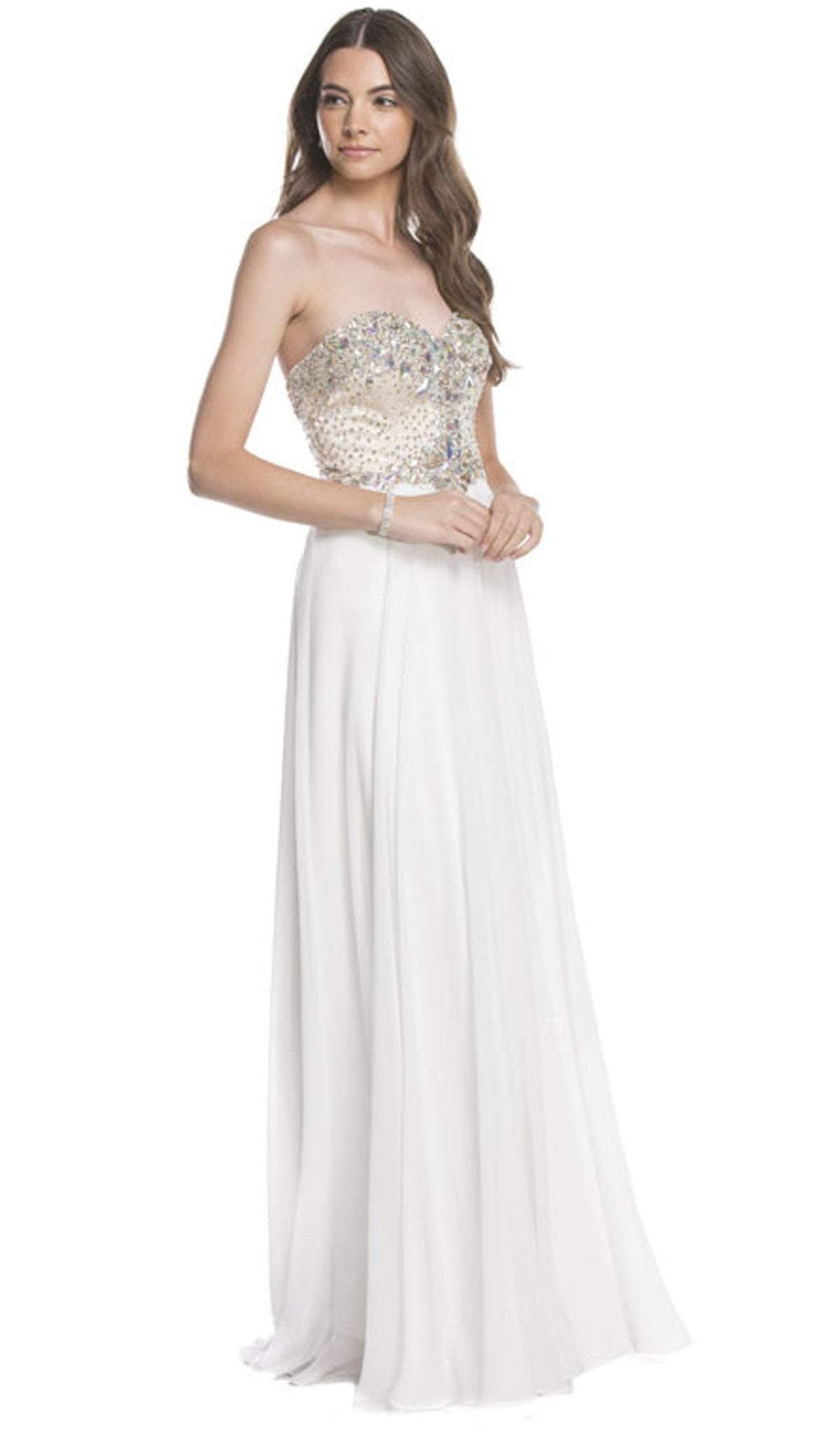 Image of Aspeed Design - Crystal Embellished Evening A-Line Dress