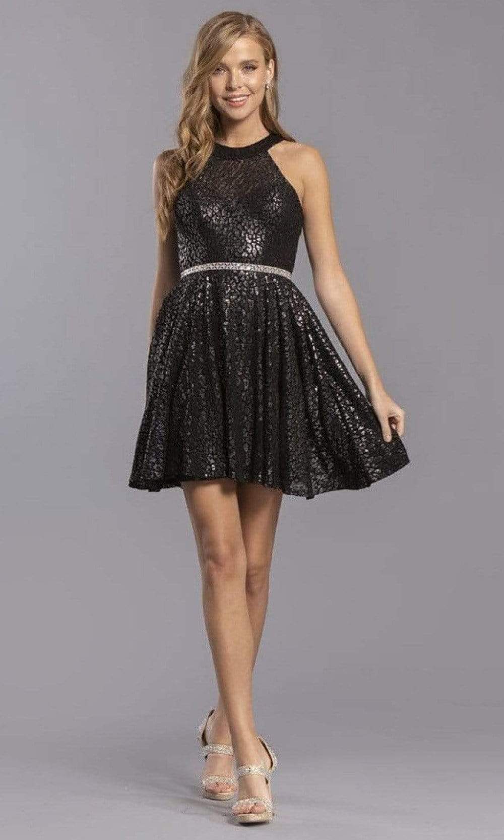 Image of Aspeed Design - D327 Halter Fit And Flare A-Line Dress