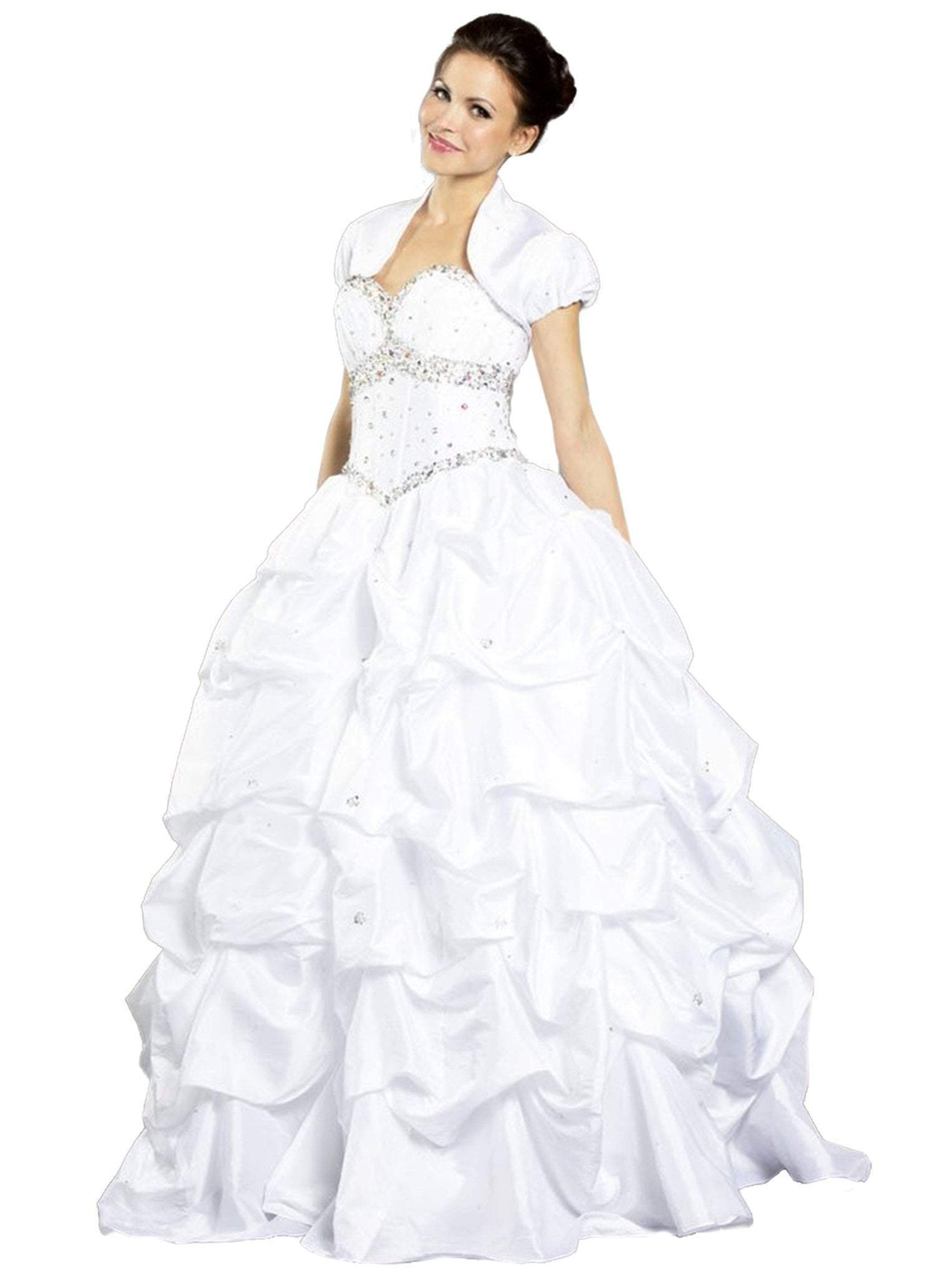 Image of Aspeed Design - Embellished Ballgown with Puff Sleeve Bolero