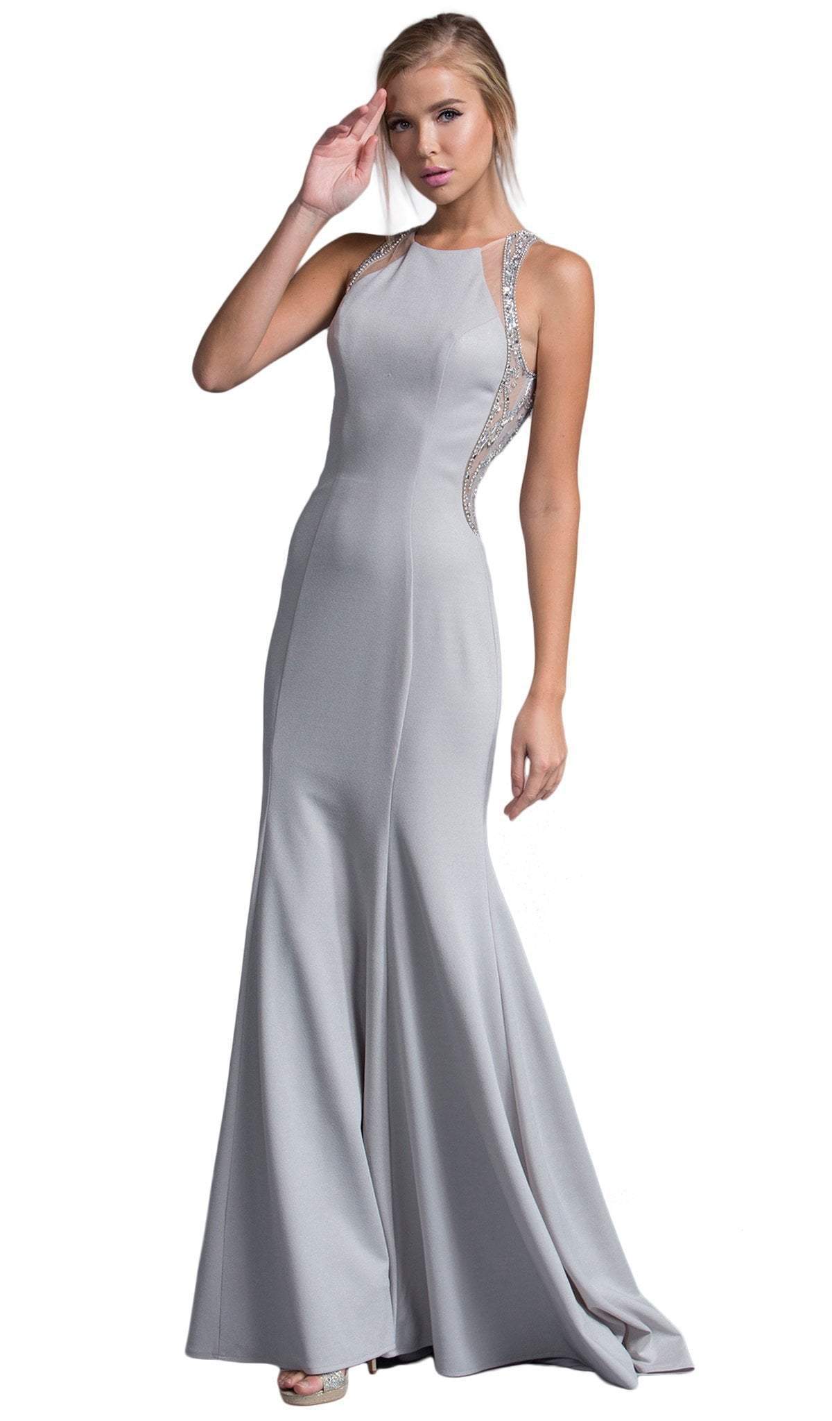 Image of Aspeed Design - Embellished Jewel Sheath Prom Dress